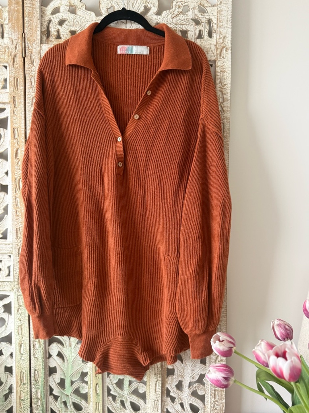 FREE PEOPLE Ribbed ROMPER Jumpsuit in Rust